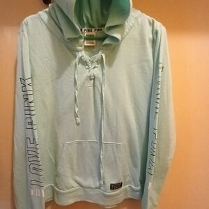 PINK Victoria's Secret Women's Hoodie - Light Blue RARE LIKE NEW